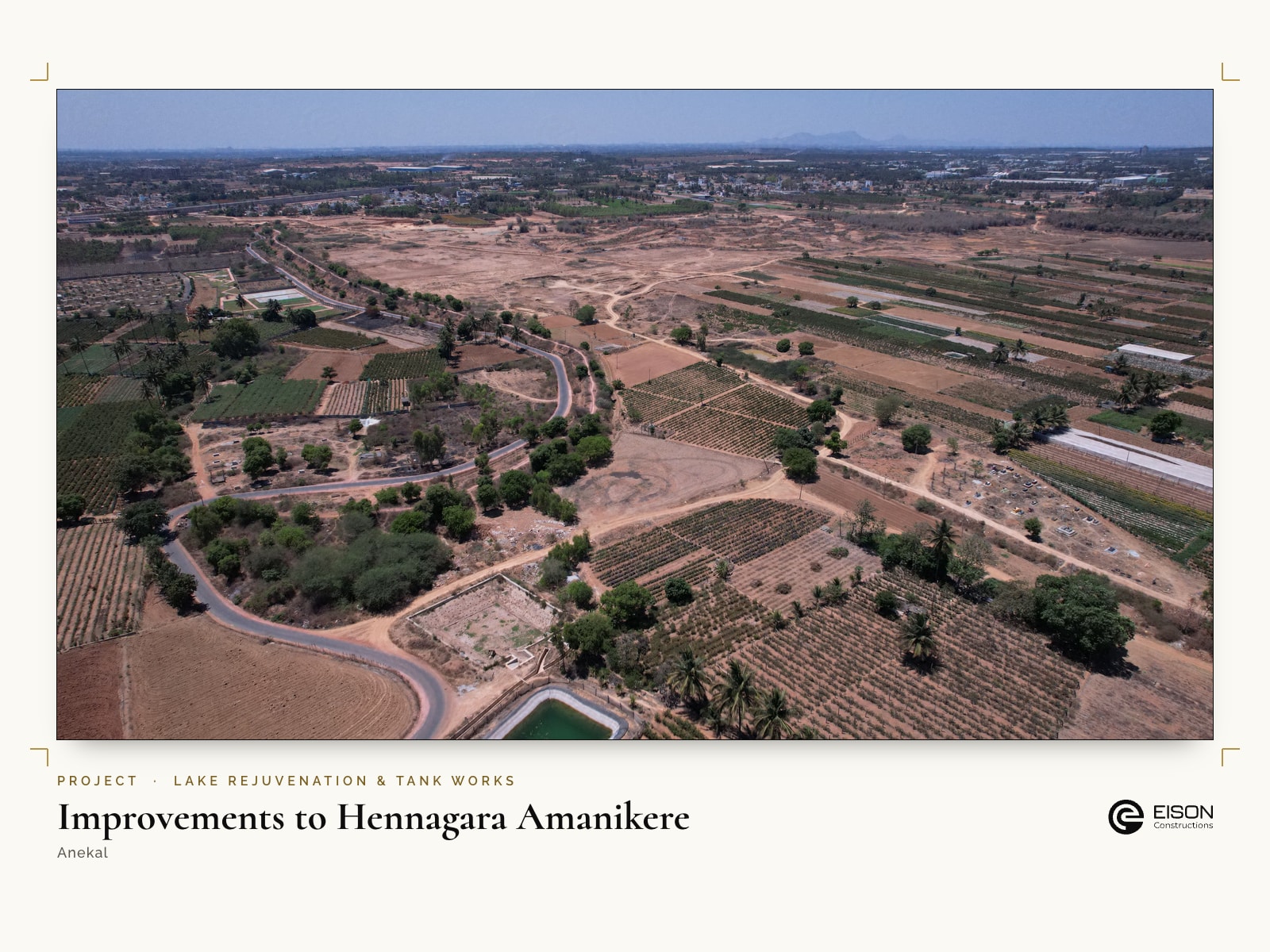 Improvements to Hennagara Amanikere, Anekal: aerial view of the project area